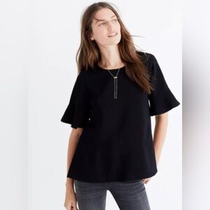 Madewell Black Flare Hem Blouse Size S